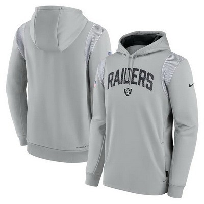 Men's Las Vegas Raiders Gray Sideline Athletic Stack Performance Pullover Hoodie