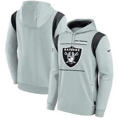 Men's Las Vegas Raiders Gray Sideline Logo Performance Pullover Hoodie