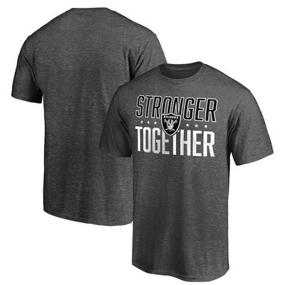Men's Las Vegas Raiders Heather Charcoal Stronger Together Printed T-Shirt 0943