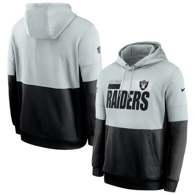 Men's Las Vegas Raiders Silver Black Sideline Impact Lockup Performance Pullover Hoodie