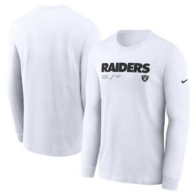 Men's Las Vegas Raiders White Sideline Infograph Lock Up Performance Long Sleeve T Shirt