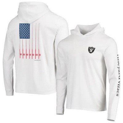 Men's Las Vegas Raiders White Vineyard Vines Hoodie Long Sleeve T Shirt