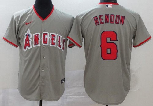 Men's Los Angeles Angels #6 Anthony Rendon Gray 2020 Cool Base Jersey