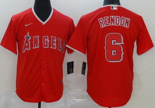 Men's Los Angeles Angels #6 Anthony Rendon Red 2020 Cool Base Jersey