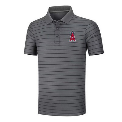 Men's Los Angeles Angels Anthracite Collection Striped Performance Pique Polo