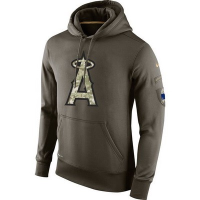 Men's Los Angeles Angels Green Salute To Service Printed Pullover Hoodie