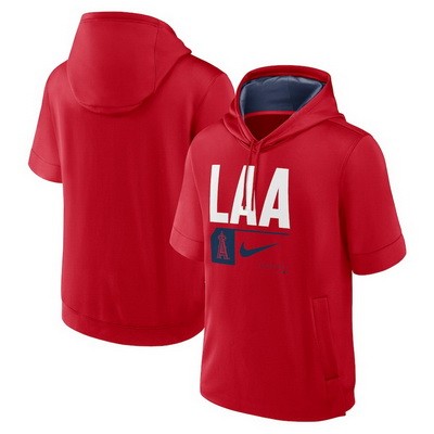 Men's Los Angeles Angels Red Tri Code Lockup Short Sleeve Pullover Hoodie