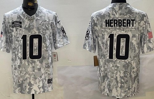 Men's Los Angeles Chargers #10 Justin Herbert Limited Arctic Camo 2024 Salute to Service Jersey