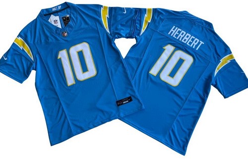 Men's Los Angeles Chargers #10 Justin Herbert Limited Powder Blue FUSE Vapor Jersey