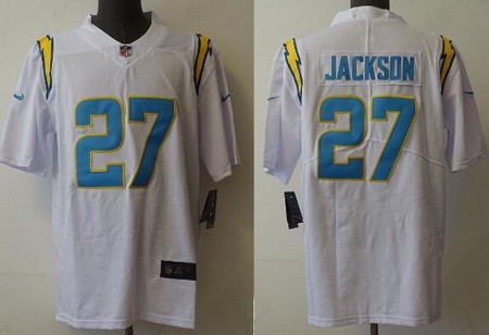 Men's Los Angeles Chargers #27 JC Jackson Limited White Vapor Jersey