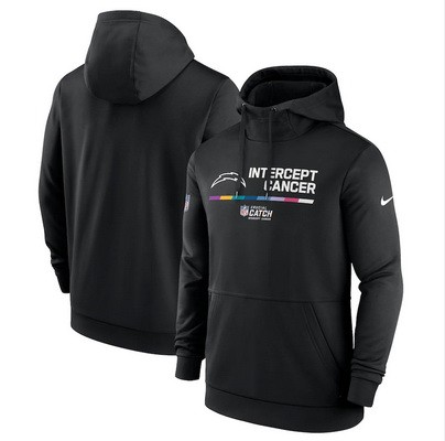 Men's Los Angeles Chargers Black 2022 Crucial Catch Therma Performance Pullover Hoodie