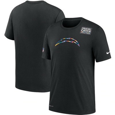 Men's Los Angeles Chargers Black Crucial Catch Sideline Performance T Shirt 412