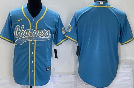 Men's Los Angeles Chargers Blank Powder Blue Baseball Jersey