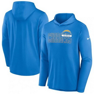 Men's Los Angeles Chargers Blue Lightweight Performance Hooded Long Sleeve T Shirt