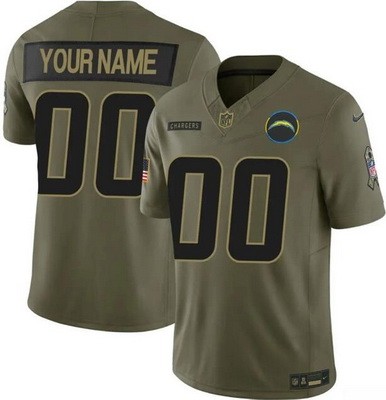 Men's Los Angeles Chargers Custom Limited Green 2025 Salute To Service Jersey