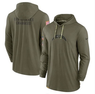 Men's Los Angeles Chargers Olive 2022 Salute to Service Tonal Pullover Hoodie