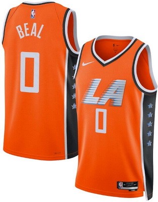 Men's Los Angeles Clippers #0 Bradley Beal Ornage 2025 City Heat Press Jersey