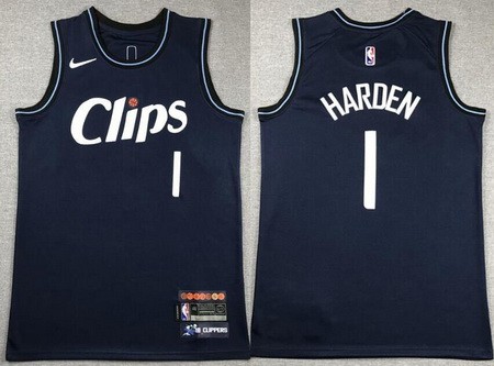 Men's Los Angeles Clippers #1 James Harden Navy 2023 City Icon Swingman Jersey