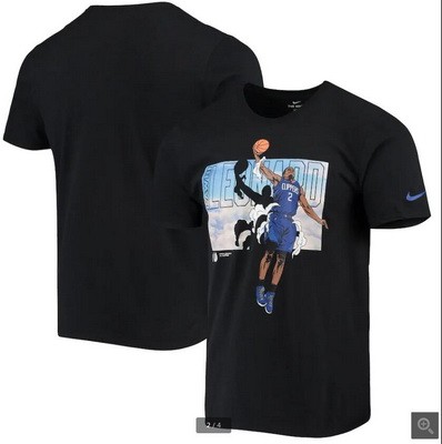 Men's Los Angeles Clippers #2 Kawhi Leonard Black Printed T-Shirt 0791