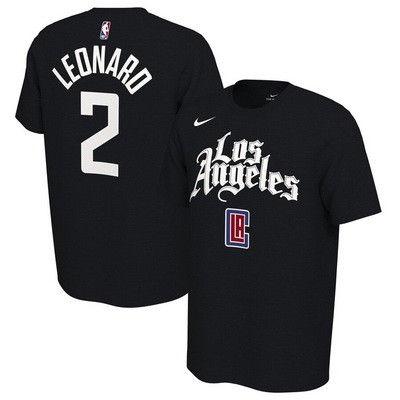 Men's Los Angeles Clippers #2 Kawhi Leonard Black Printed T-Shirt 0834