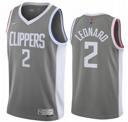 Men's Los Angeles Clippers #2 Kawhi Leonard Gray 2021 Earned Icon Hot Press Jersey