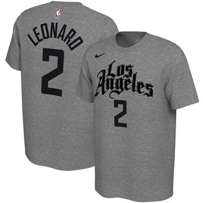 Men's Los Angeles Clippers #2 Kawhi Leonard Gray Printed T-Shirt 0975