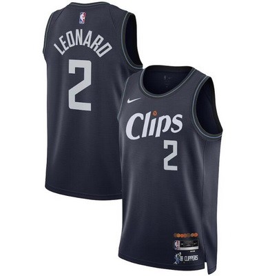 Men's Los Angeles Clippers #2 Kawhi Leonard Navy 2023 City Icon Heat Press Jersey