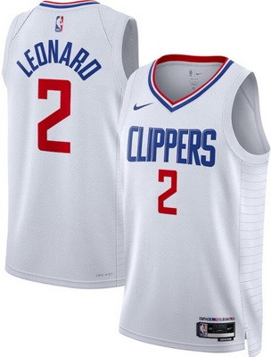 Men's Los Angeles Clippers #2 Kawhi Leonard White Heat Press Jersey