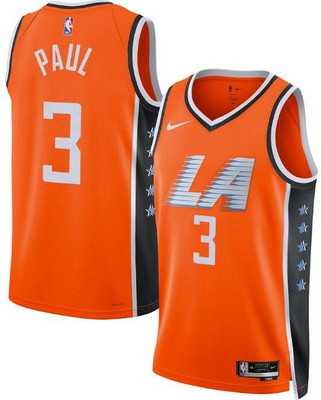 Men's Los Angeles Clippers #3 Chris Paul Ornage 2025 City Heat Press Jersey