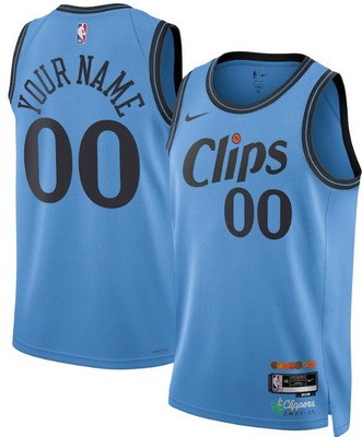 Men's Los Angeles Clippers Custom Light Blue 2024 City Heat Press Jersey