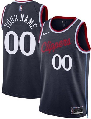 Men's Los Angeles Clippers Custom Navy Heat Press Jersey
