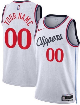 Men's Los Angeles Clippers Custom White Heat Press Jersey