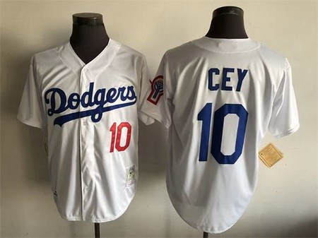 Men's Los Angeles Dodgers #10 Ron Cey White Throwback Jersey