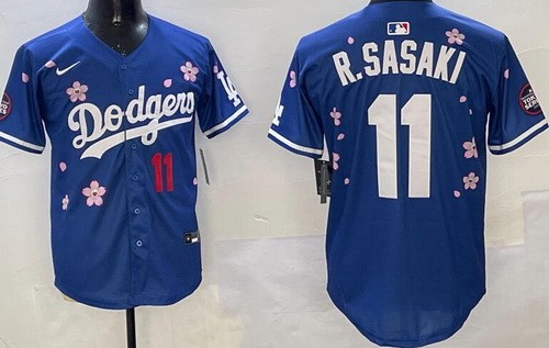 Men's Los Angeles Dodgers #11 Roki Sasaki Blue 2025 Tokyo Series Limited Jersey