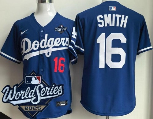 Men's Los Angeles Dodgers #16 Will Smith Blue 2025 World Series Limited Jersey