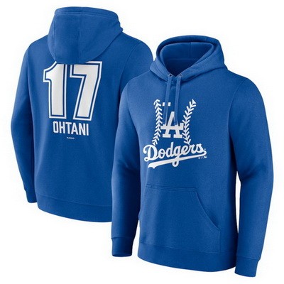 Men's Los Angeles Dodgers #17 Shohei Ohtani Blue Pullover Hoodie 250222