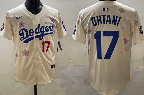 Men's Los Angeles Dodgers #17 Shohei Ohtani Cream 2025 Tokyo Series Limited Jersey