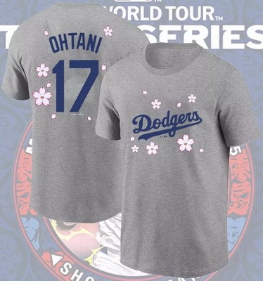 Men's Los Angeles Dodgers #17 Shohei Ohtani Gray 2025 Tokyo Series T Shirt