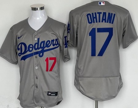 Men's Los Angeles Dodgers #17 Shohei Ohtani Gray Authentic Jersey