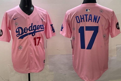 Men's Los Angeles Dodgers #17 Shohei Ohtani Pink 2025 Tokyo Series Limited Jersey