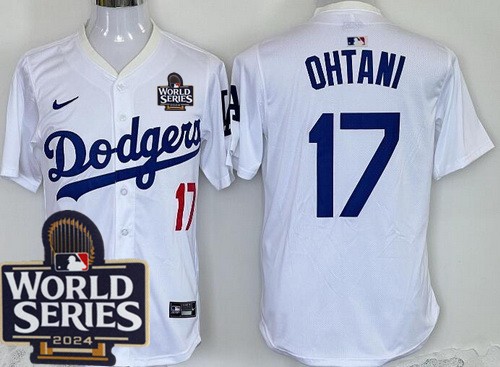 Men's Los Angeles Dodgers #17 Shohei Ohtani White 2024 World Series Limited Jersey