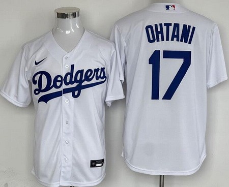 Men's Los Angeles Dodgers #17 Shohei Ohtani White Cool Base Jersey