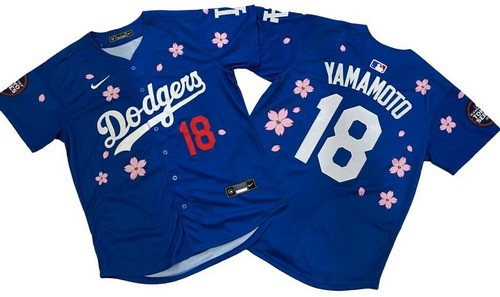 Men's Los Angeles Dodgers #18 Yoshinobu Yamamoto Blue 2025 Tokyo Series Limited Jersey