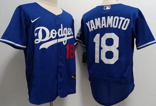 Men's Los Angeles Dodgers #18 Yoshinobu Yamamoto Blue Authentic Jersey