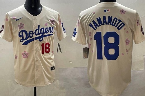 Men's Los Angeles Dodgers #18 Yoshinobu Yamamoto Cream 2025 Tokyo Series Limited Jersey