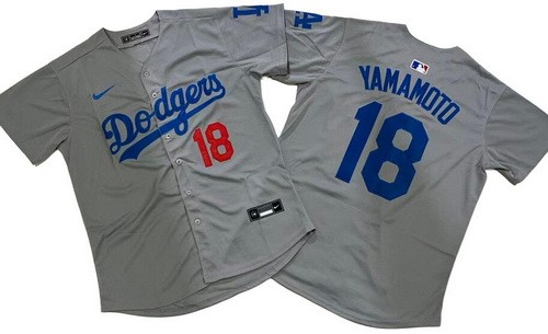 Men's Los Angeles Dodgers #18 Yoshinobu Yamamoto Gray Limited Jersey