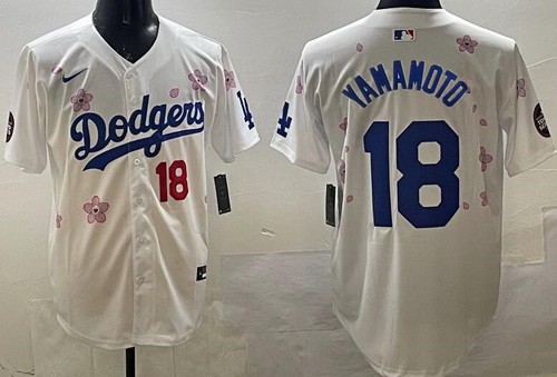 Men's Los Angeles Dodgers #18 Yoshinobu Yamamoto White 2025 Tokyo Series Limited Jersey