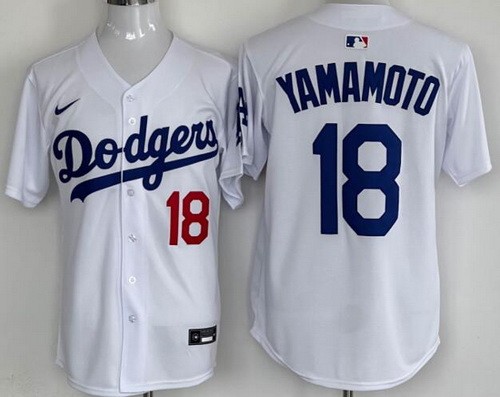 Men's Los Angeles Dodgers #18 Yoshinobu Yamamoto White Limited Jersey