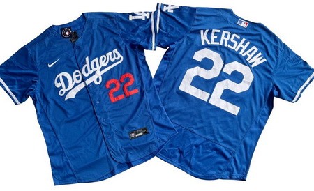 Men's Los Angeles Dodgers #22 Clayton Kershaw Blue Authentic Jersey