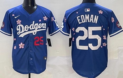 Men's Los Angeles Dodgers #25 Tommy Edman Blue 2025 Tokyo Series Limited Jersey